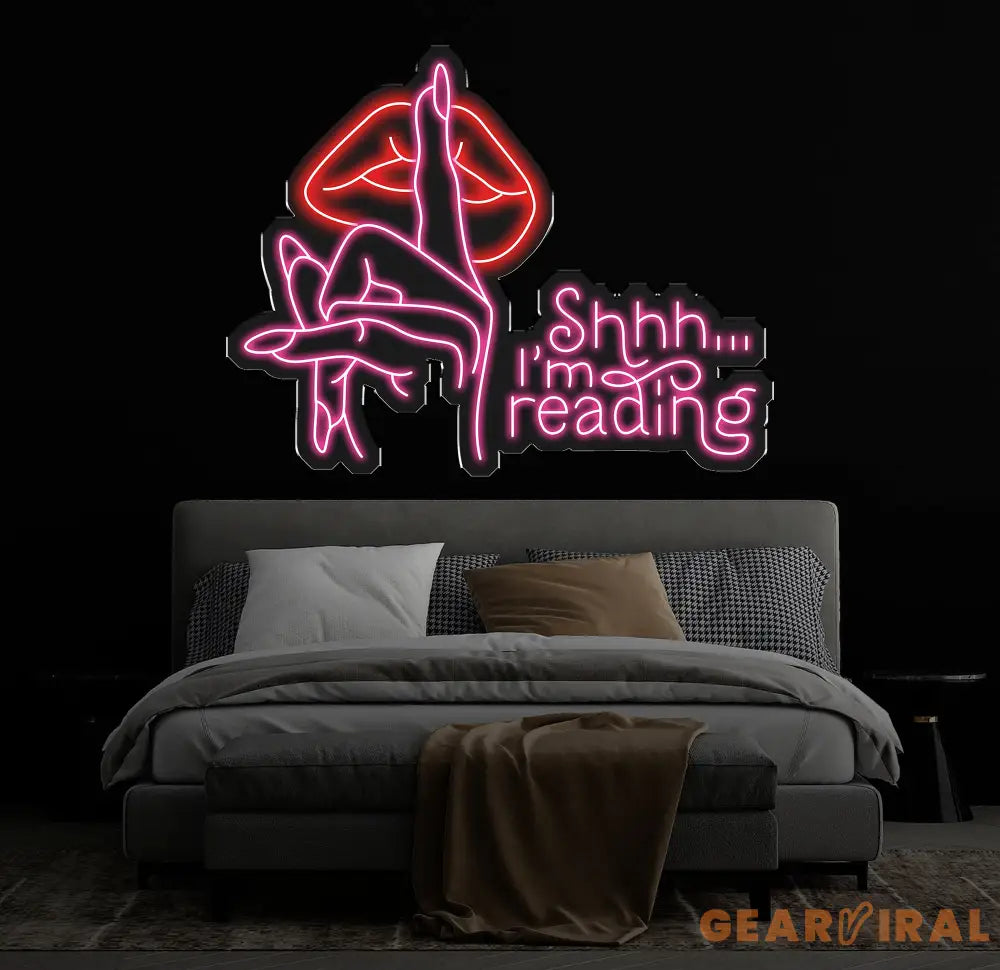 Shh I’m Reading Book Wall Sign Decor Reading Wall Hanging Sign Bookshelf Decor Library Neon Sign Bookish Decor Reading