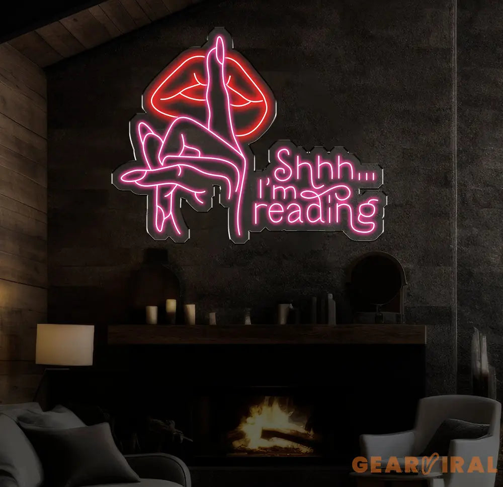 Shh I’m Reading Book Wall Sign Decor Reading Wall Hanging Sign Bookshelf Decor Library Neon Sign Bookish Decor Reading