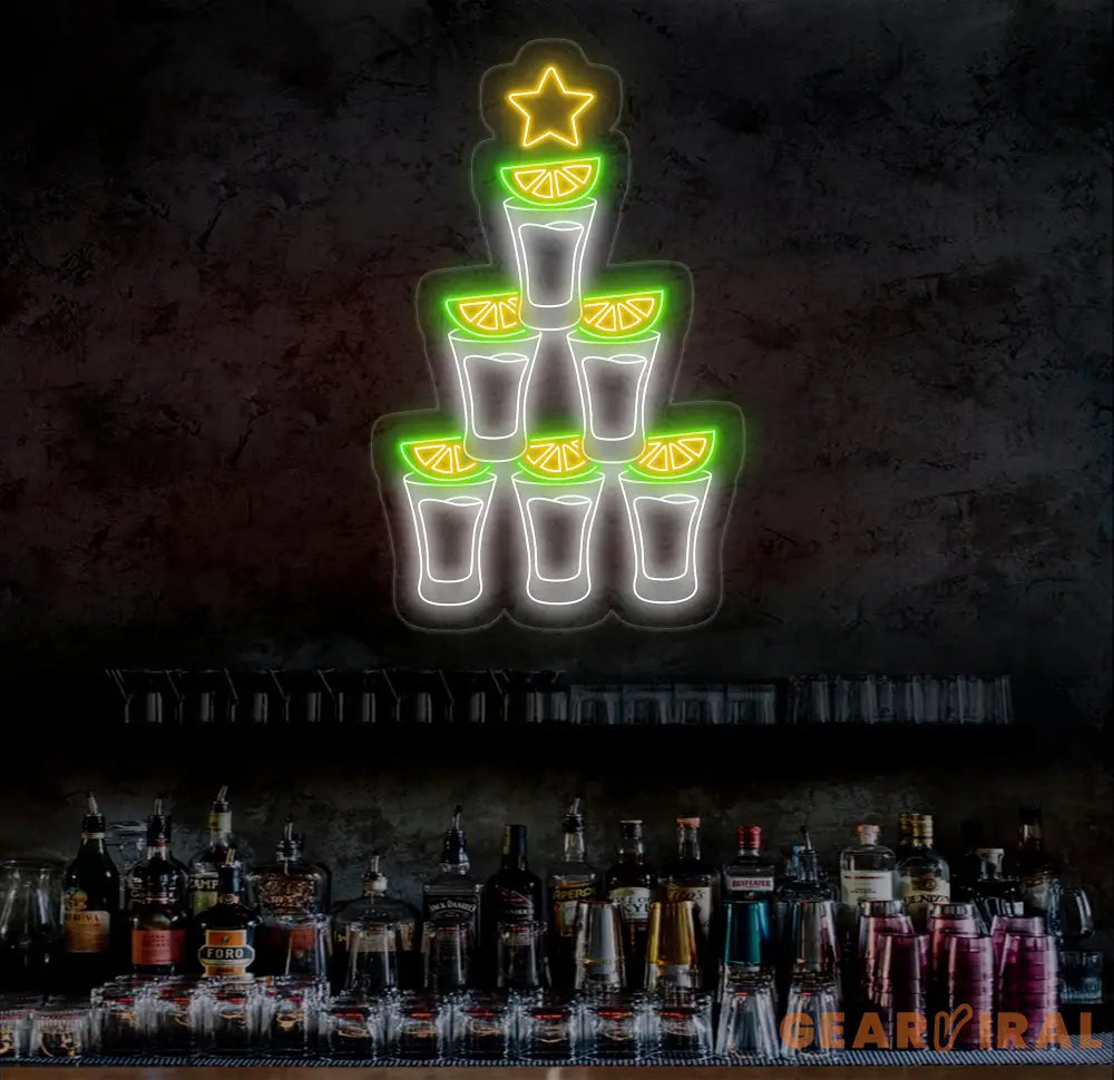 Shot Glass Neon Sign Custom Bar Wall Light Fun LED Sign for Party Decor Bar Lounge Neon Art Cocktail Shot Glass Neon