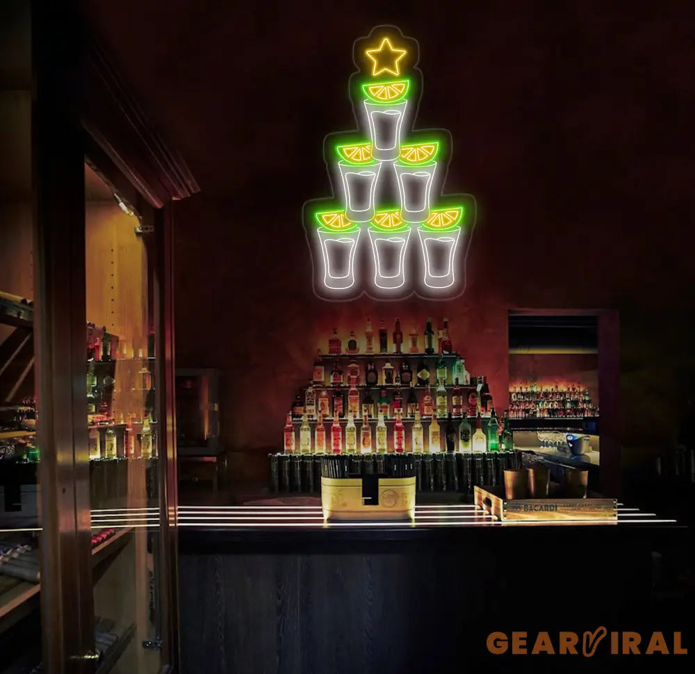 Shot Glass Neon Sign Custom Bar Wall Light Fun LED Sign for Party Decor Bar Lounge Neon Art Cocktail Shot Glass Neon