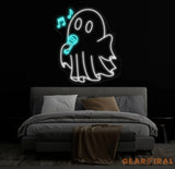 Singing Ghost Neon Sign Karaoke Ghost LED Light Fun Halloween Decor Custom Ghost Neon Wall Art Kids Room Decor Party