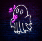 Singing Ghost Neon Sign Karaoke Ghost LED Light Fun Halloween Decor Custom Ghost Neon Wall Art Kids Room Decor Party
