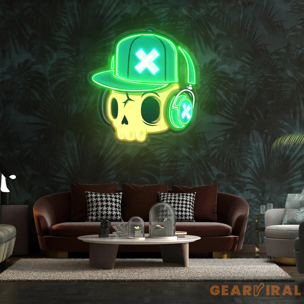 Skull and Headphones Led Neon Acrylic Artwork