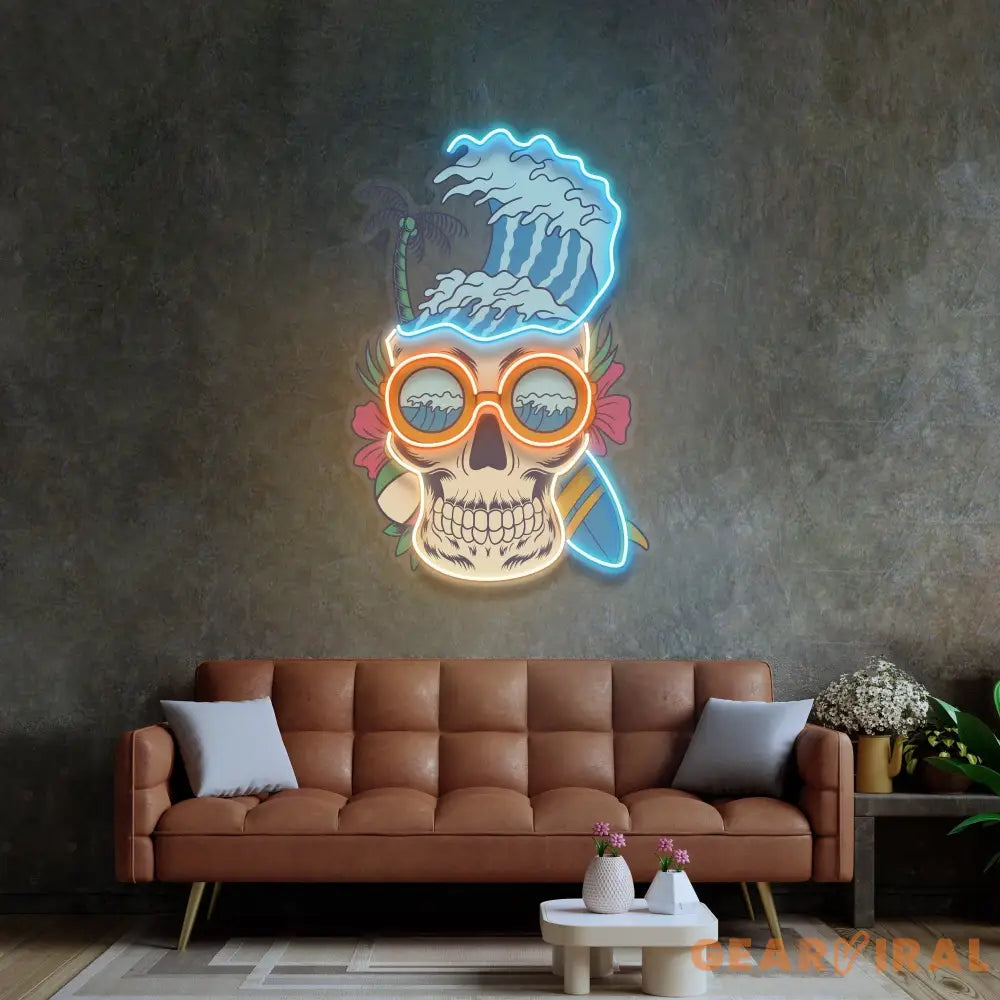 Skull Beach LED Neon Sign Light Pop Art