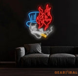 Skull Head Neon Sign - Custom Handmade Fire Neon Light Unique Wall Decor Personalized Skull Art Aesthetic Gift for Home