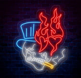 Skull Head Neon Sign - Custom Handmade Fire Neon Light Unique Wall Decor Personalized Skull Art Aesthetic Gift for Home