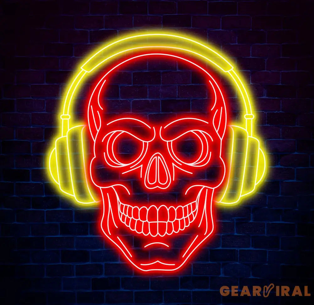 Skull Headphone Neon Sign Custom LED Sign for Music Lovers Music Club Wall Decor Unique Headphone Shop Light Perfect