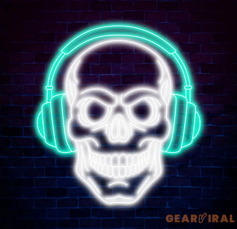 Skull Headphone Neon Sign Custom LED Sign for Music Lovers Music Club Wall Decor Unique Headphone Shop Light Perfect