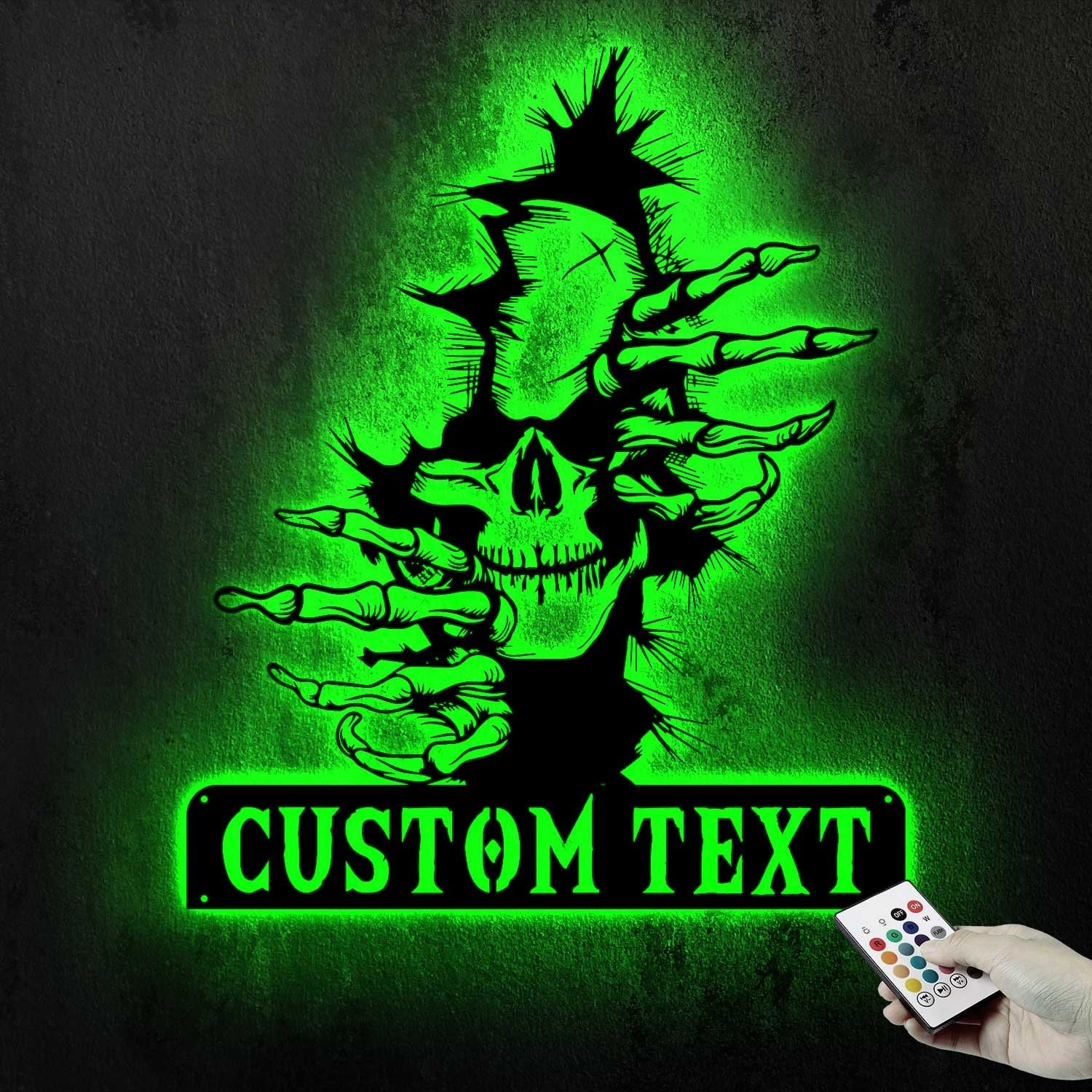 Skull Metal Wall Hanging - Skull Name Sign - Skull Lover Gifts - Custom Skull Metal Wall Art with Led Light | GearViral