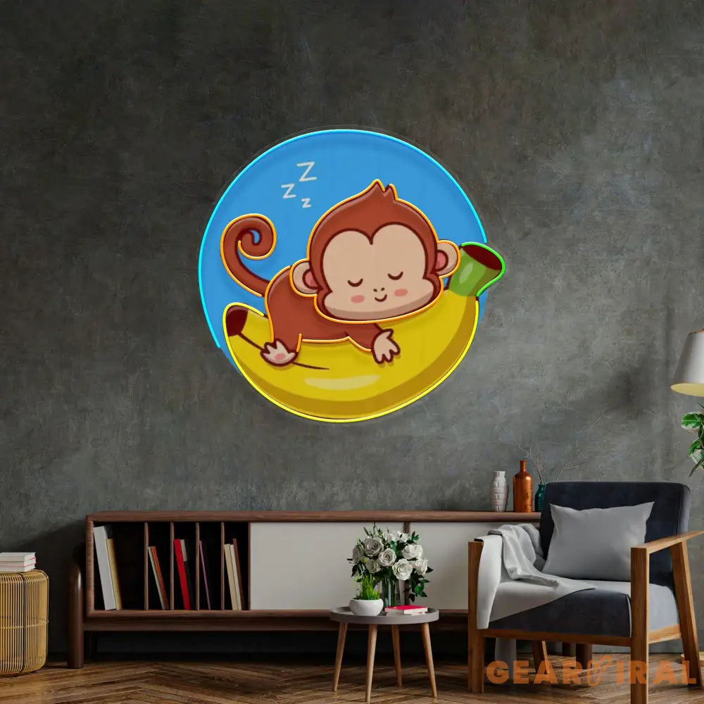 Sleeping Monkey Led Neon Acrylic Artwork