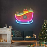 Sleigh With Gifts Christmas LED Neon Acrylic Artwork
