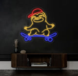 Sloth Skating Neon Sign Funny Neon Sign Sloth Neon Sign Neon Sign For Sloth Fan Wall Decor Nursery Night Lamp For Kids