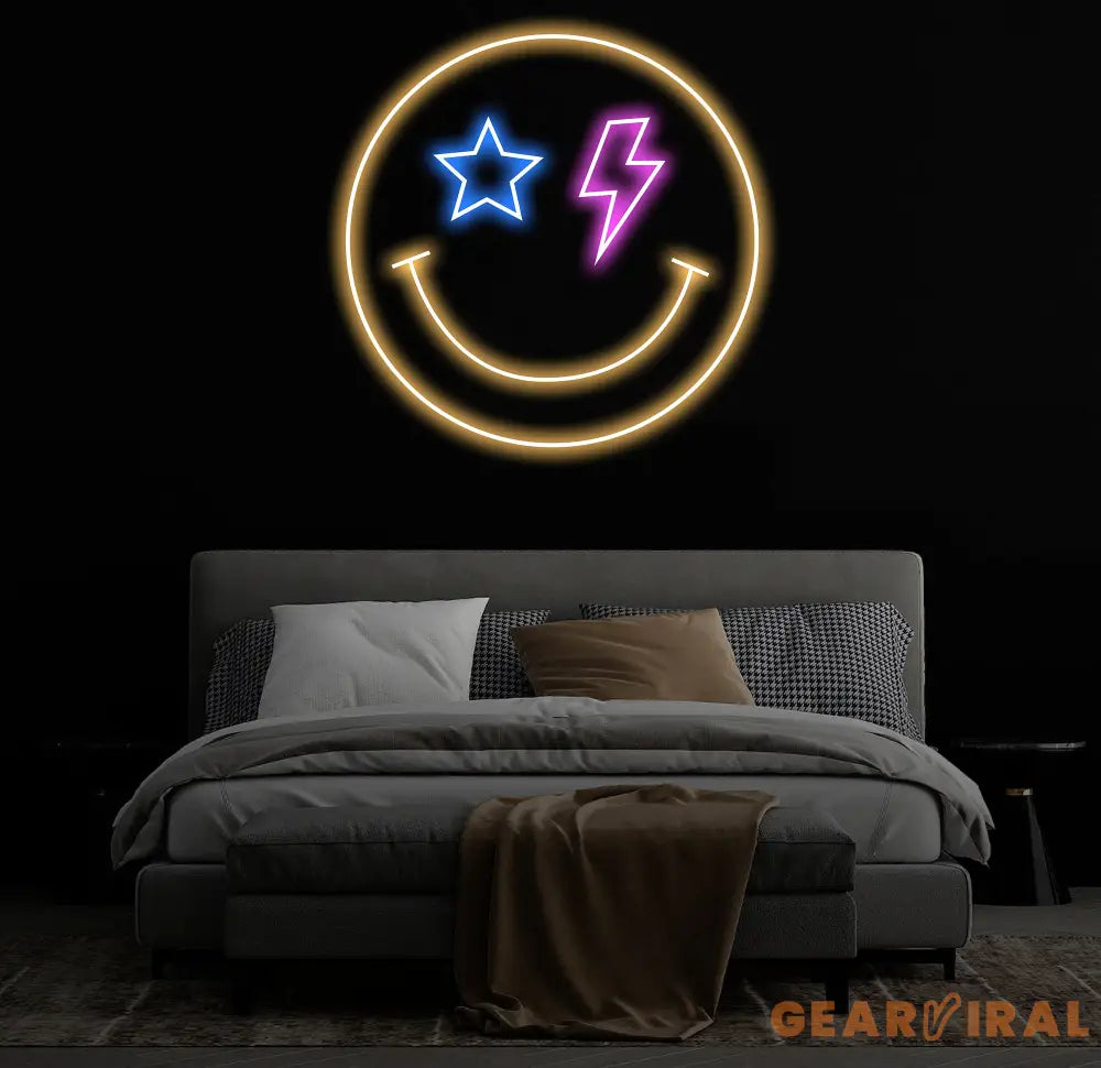 Smiley Face Neon Sign Cute Smiley Face Neon Sign Kids Room Party Decor LED Neon Light Sign for College Dorm,Living Room