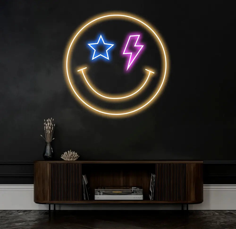 Smiley Face Neon Sign Cute Smiley Face Neon Sign Kids Room Party Decor LED Neon Light Sign for College Dorm,Living Room