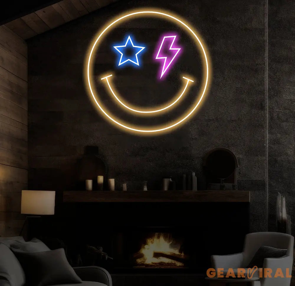 Smiley Face Neon Sign Cute Smiley Face Neon Sign Kids Room Party Decor LED Neon Light Sign for College Dorm,Living Room