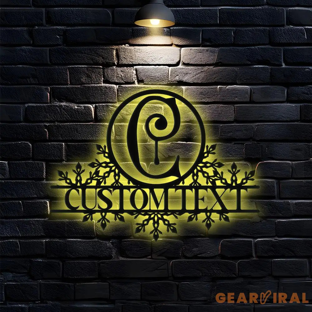 Snail Monograms Family Name Metal Sign with LED Lights Personalized Family Name Metal Sign Family Wall Decor