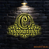 Snail Monograms Family Name Metal Sign with LED Lights Personalized Family Name Metal Sign Family Wall Decor