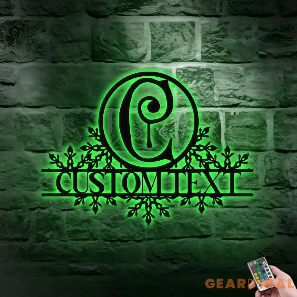 Snail Monograms Family Name Metal Sign with LED Lights Personalized Family Name Metal Sign Family Wall Decor