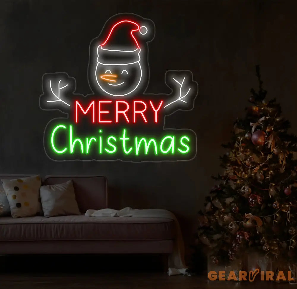 Snowman Merry Christmas Neon Sign Merry Christmas Led Sign Christmas Neon Light Christmas Quote Wall Art Christmas