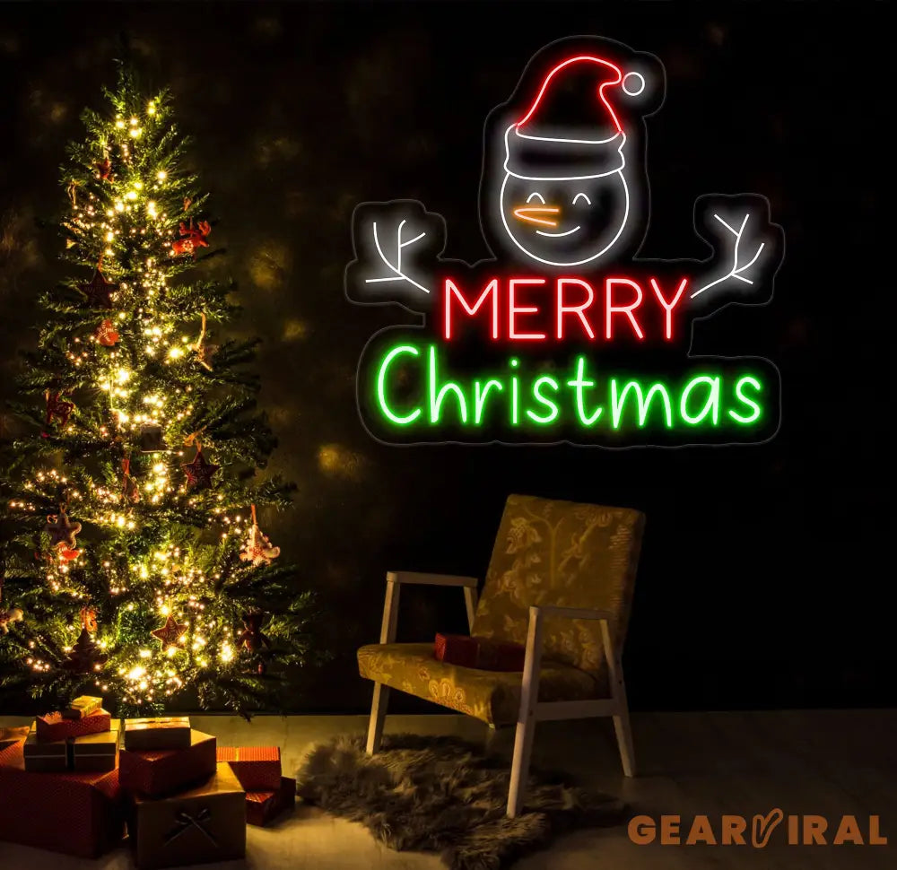 Snowman Merry Christmas Neon Sign Merry Christmas Led Sign Christmas Neon Light Christmas Quote Wall Art Christmas