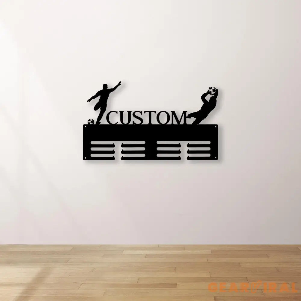 Soccer Man Medal Hanger Custom Name Metal Sign Soccer Award Display Personalized Soccer Medal Display Soccer Medal