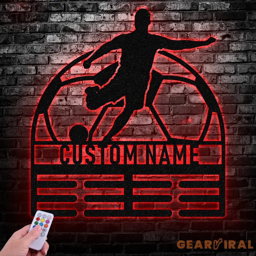 Soccer Medal Hanger Custom Name Metal Sign Soccer Award Display Personalized Soccer Medal Display Soccer Medal Holder