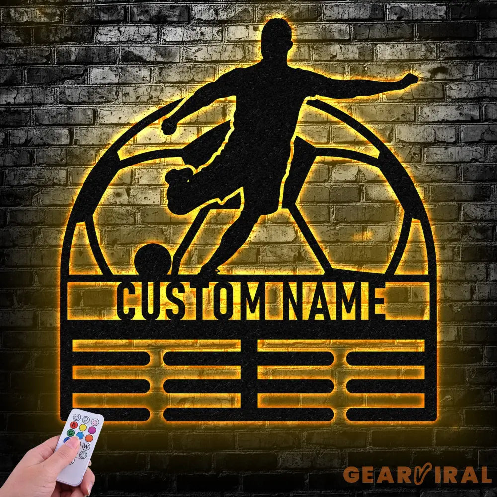 Soccer Medal Hanger Custom Name Metal Sign Soccer Award Display Personalized Soccer Medal Display Soccer Medal Holder