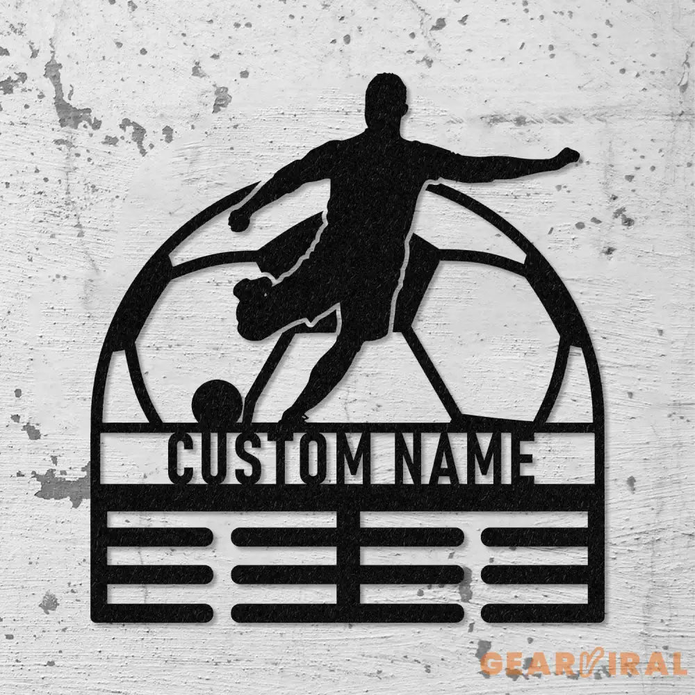 Soccer Medal Hanger Custom Name Metal Sign Soccer Award Display Personalized Soccer Medal Display Soccer Medal Holder