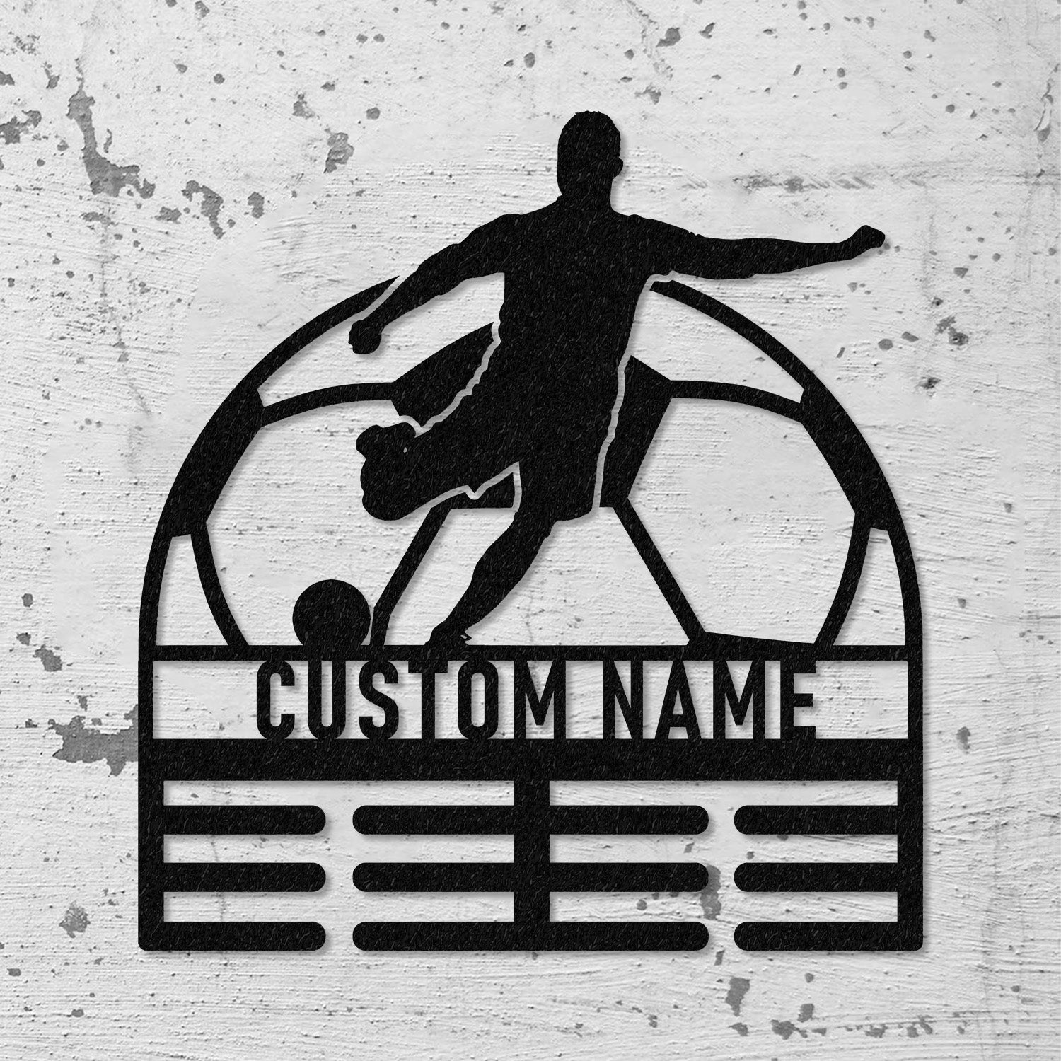 Soccer Medal Hanger Custom Name Metal Sign, Soccer Award Display, Personalized Soccer Medal Display, Soccer Medal Holder