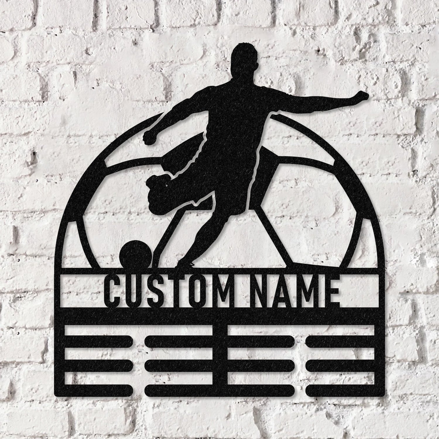 Soccer Medal Hanger Custom Name Metal Sign, Soccer Award Display, Personalized Soccer Medal Display, Soccer Medal Holder