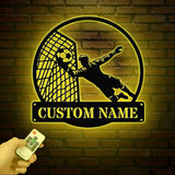 Soccer Metal Sign LED Light Boys Room Decor Soccer Coach Gift Birthday Gift for Soccer Player Personalized Soccer Name