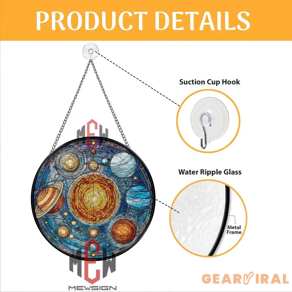 Solar System Stained Glass Suncatcher Planetary Window Panel Outer Space Decor Astronomy Gift Galaxy Art for Science