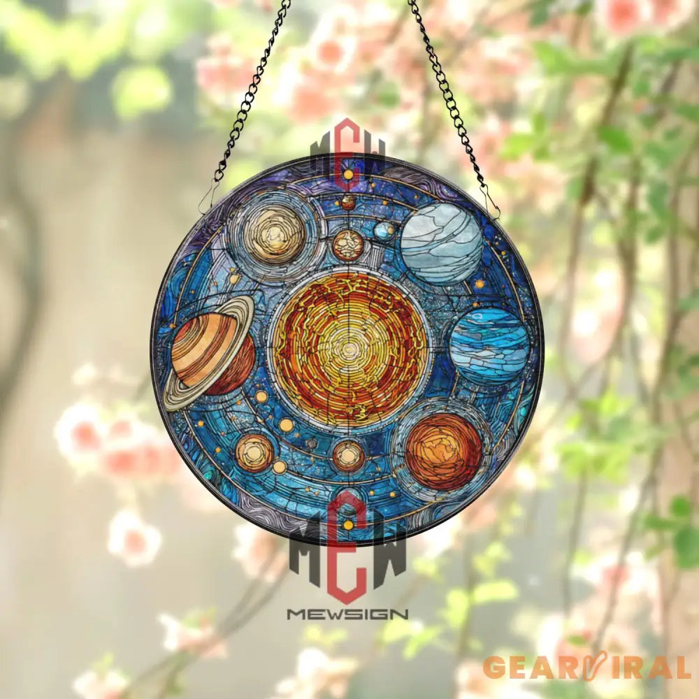 Solar System Stained Glass Suncatcher Planetary Window Panel Outer Space Decor Astronomy Gift Galaxy Art for Science