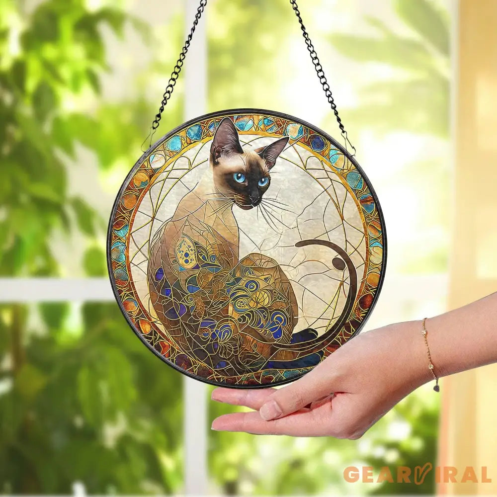 Sphynx Cat Stained Glass Suncatcher Window Hanging Ornament Cat Lover Decor Sphynx Lover Gift Sphynx Cat Decor