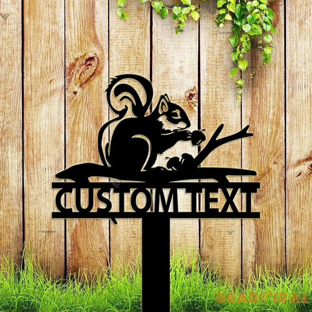 Squirrel Stake Sign Custom - Squirrel Sign With Stake - Garden Stake Sign - PersonalizedGarden Wall Art | GearViral