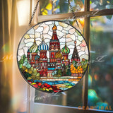 St. Basil Cathedral Stained Glass Suncatcher Russia Landmark Window Hanging Decor Colorful Travel Gift Moscow