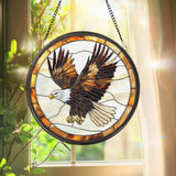 Stained Glass Eagle Suncatcher – Handmade Bald Eagle Window Art Patriotic Bird Decor Wildlife Gift for Nature Lovers