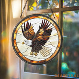 Stained Glass Eagle Suncatcher – Handmade Bald Eagle Window Art Patriotic Bird Decor Wildlife Gift for Nature Lovers