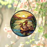 Stained Glass Mallard Ducks SunCatcher Farm Animal Window Hanging Farmhouse Decor Duck Ornament Duck Lovers Gift Farmer