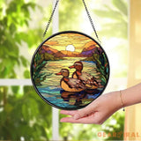 Stained Glass Mallard Ducks SunCatcher Farm Animal Window Hanging Farmhouse Decor Duck Ornament Duck Lovers Gift Farmer