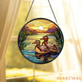 Stained Glass Mallard Ducks SunCatcher Farm Animal Window Hanging Farmhouse Decor Duck Ornament Duck Lovers Gift Farmer