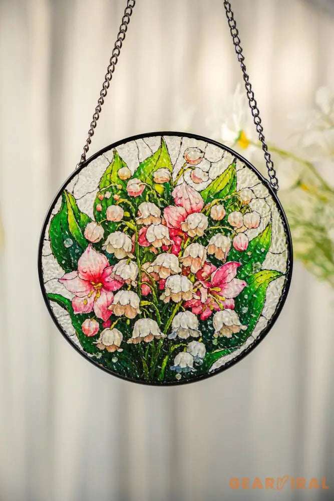 Stained Glass The Valley Lily Flower Suncatcher Window Hanging Flower Lovers Gift Lily of the Valley Suncatcher