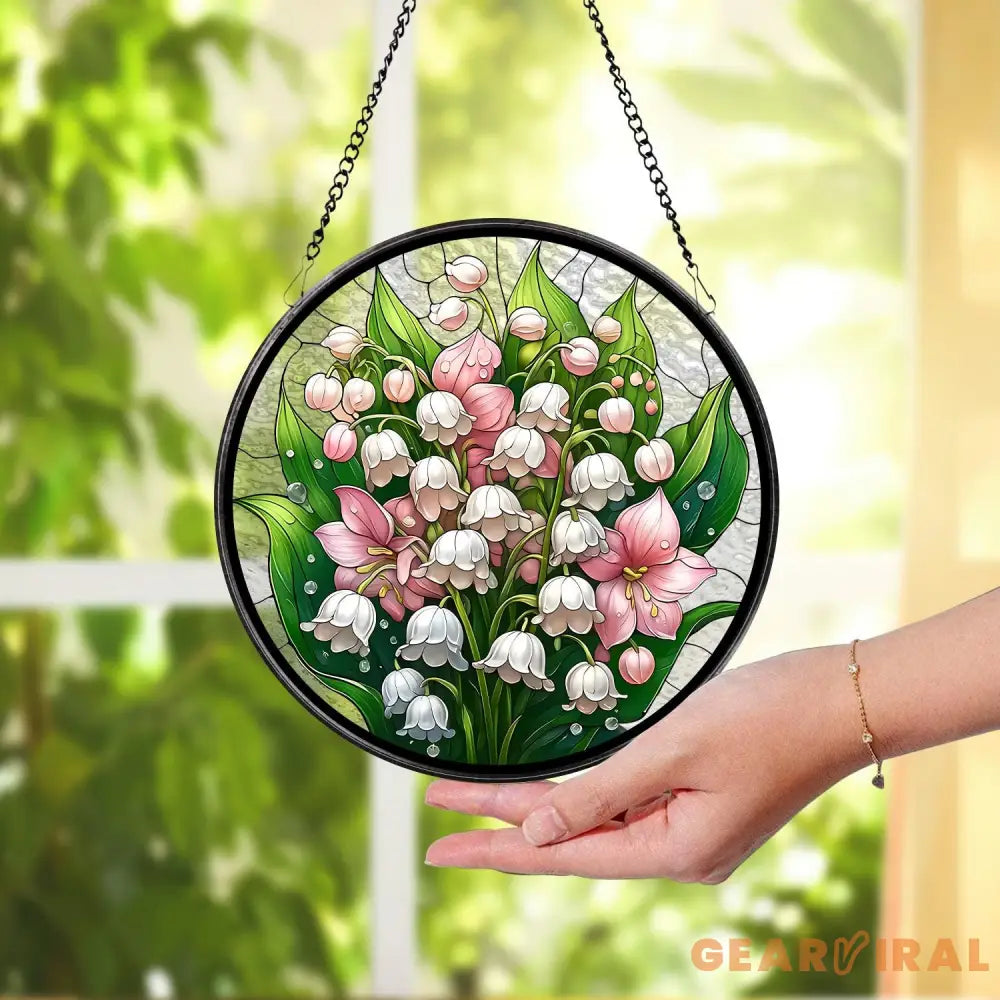 Stained Glass The Valley Lily Flower Suncatcher Window Hanging Flower Lovers Gift Lily of the Valley Suncatcher