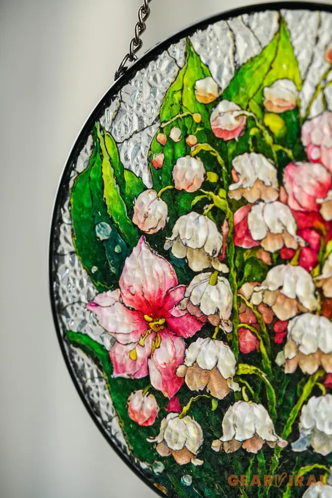 Stained Glass The Valley Lily Flower Suncatcher Window Hanging Flower Lovers Gift Lily of the Valley Suncatcher