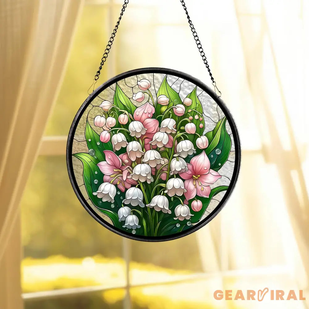 Stained Glass The Valley Lily Flower Suncatcher Window Hanging Flower Lovers Gift Lily of the Valley Suncatcher