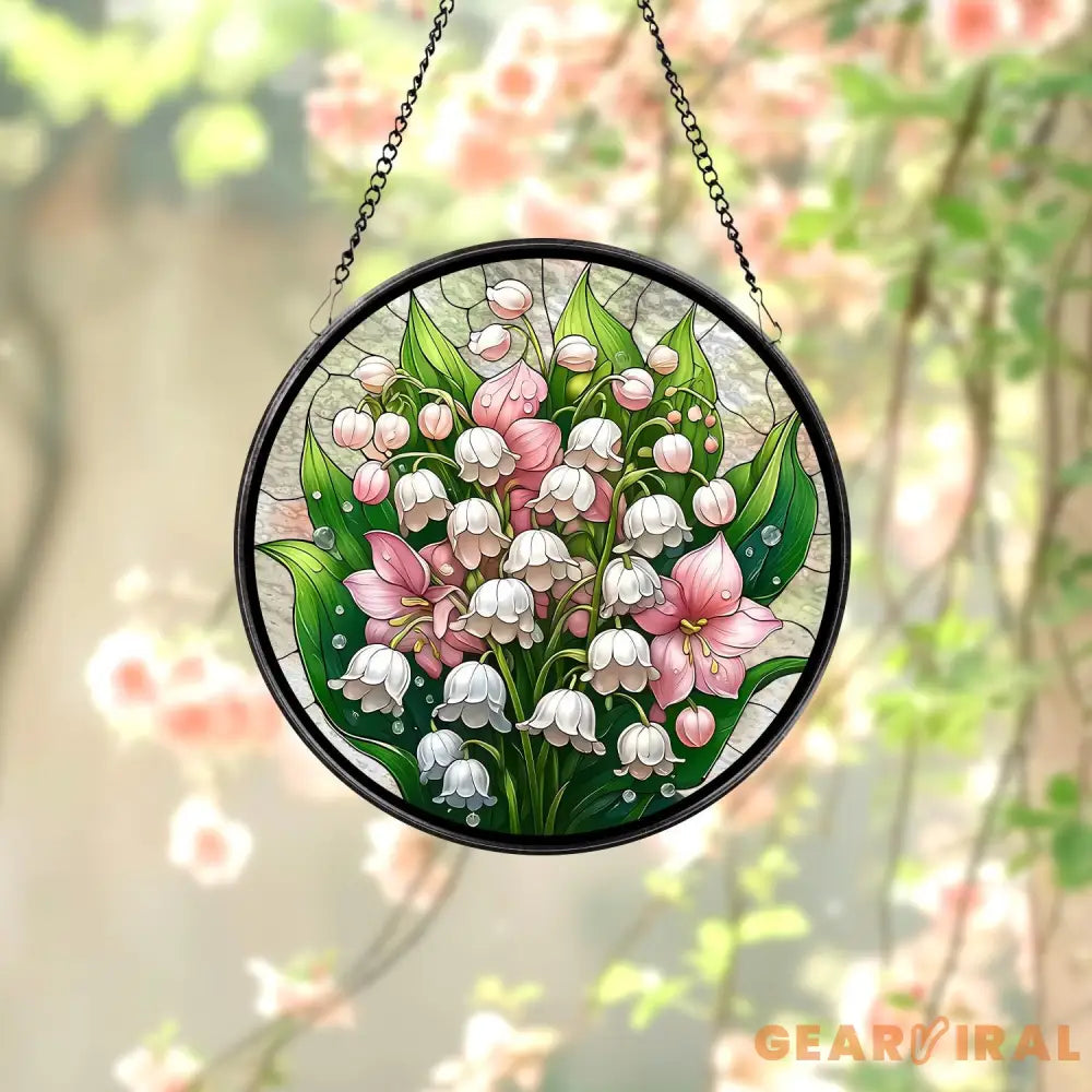 Stained Glass The Valley Lily Flower Suncatcher Window Hanging Flower Lovers Gift Lily of the Valley Suncatcher