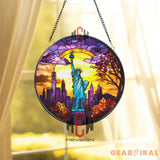 Statue of Liberty Stained Glass Suncatcher NYC Skyline Window Hanging Freedom Patriotic Gift New York City Glass Panel