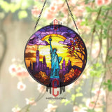 Statue of Liberty Stained Glass Suncatcher NYC Skyline Window Hanging Freedom Patriotic Gift New York City Glass Panel