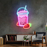 Strawberry Milk Neon Acrylic Artwork
