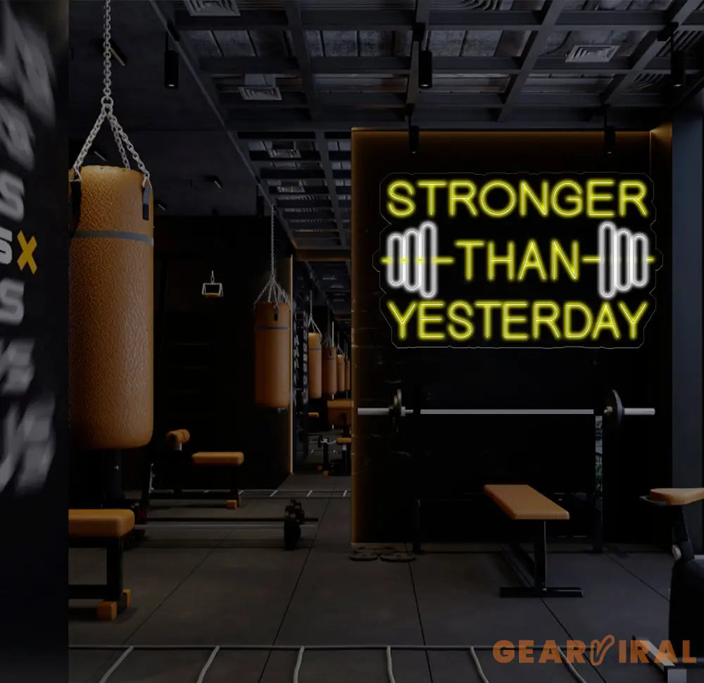 Stronger Than Yesterday Neon Sign Handmade Neon Sign Home Gym Decor Gift for Gym Lover Gifts For Him Fitness Decor